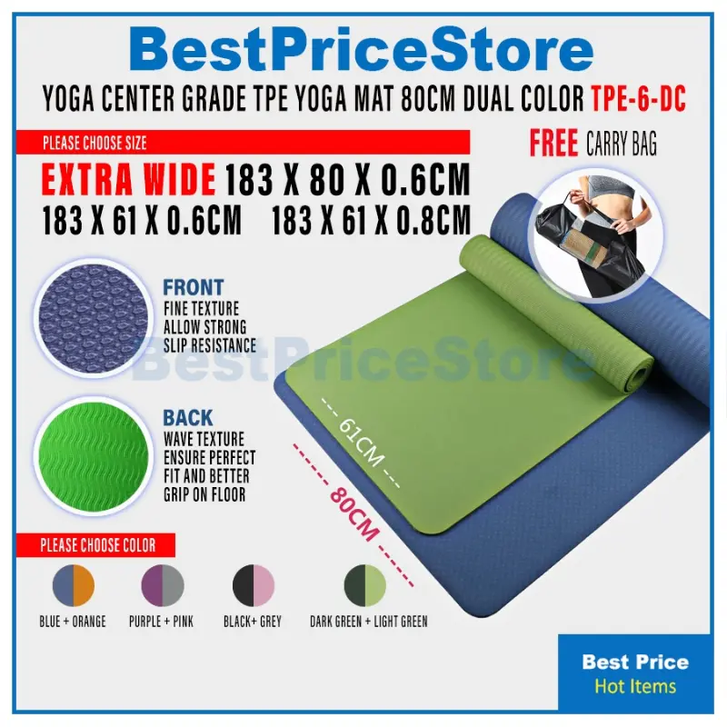 keuntungan baru SALE! BPS FitExperte TPE Yoga Mat 6MM/8MM Dual Color Double Layer Yoga Center Grade Exercise Anti Slip Slimming Tikar
