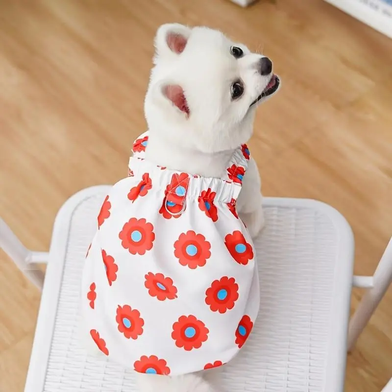 Floral Print Pet Dress, 1 Count Cute Pet Clothes for Small Medium Dogs & Cats, Fashionable Pet Clothing for Daily Wear 7