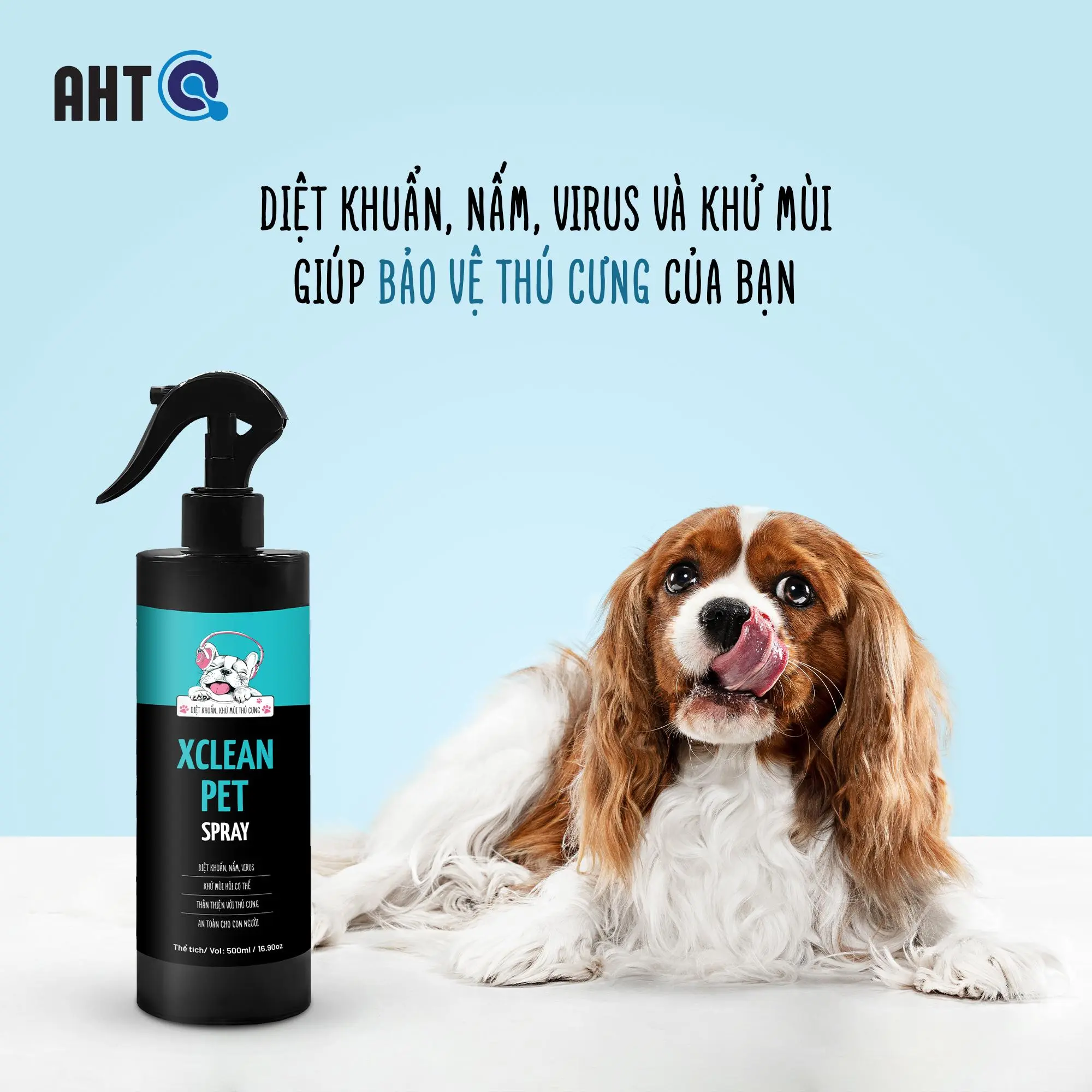 CHAI XỊT KHỬ MÙI CHÓ MÈO, KHỬ MÙI NƯỚC TIỂU CHÓ MÈO NANO BẠC XCLEAN PET 500ML