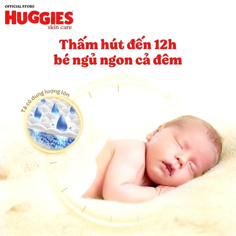 Bỉm tã dán Huggies Skin Perfect NB70+4 (số miếng tặng có thể thay đổi tùy theo lô nhập hàng) cho bé dưới 5kg công nghệ Dual Zone siêu thấm, chống kích ứng cho bé 4