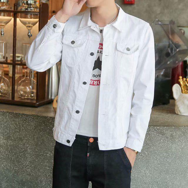 Áo Khoác Denim, Dành Cho Nam Giới, Phong Cách Mùa Xuân Và Mùa Thu, Thiết Kế Hợp Xu hướng Dáng Ôm, Màu Trơn Phong Cách Hàn Quốc, Chàng Trai Thông Minh, Thích Hợp Cho Mùa Xuân, Áo Khoác Nam 3