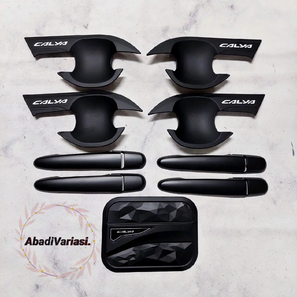 Paket Outer Handle Tank Cover Mobil Calya List Putih Hitam Doff