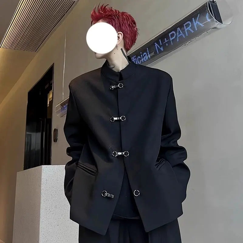 Modern Chinese Style Men's Suit - 2023 Autumn Tang Suit Jacket, Zhongshan Coat with Metal Buttons, Stand Collar Blazer, Trendy Vintage Formal Wear for Men