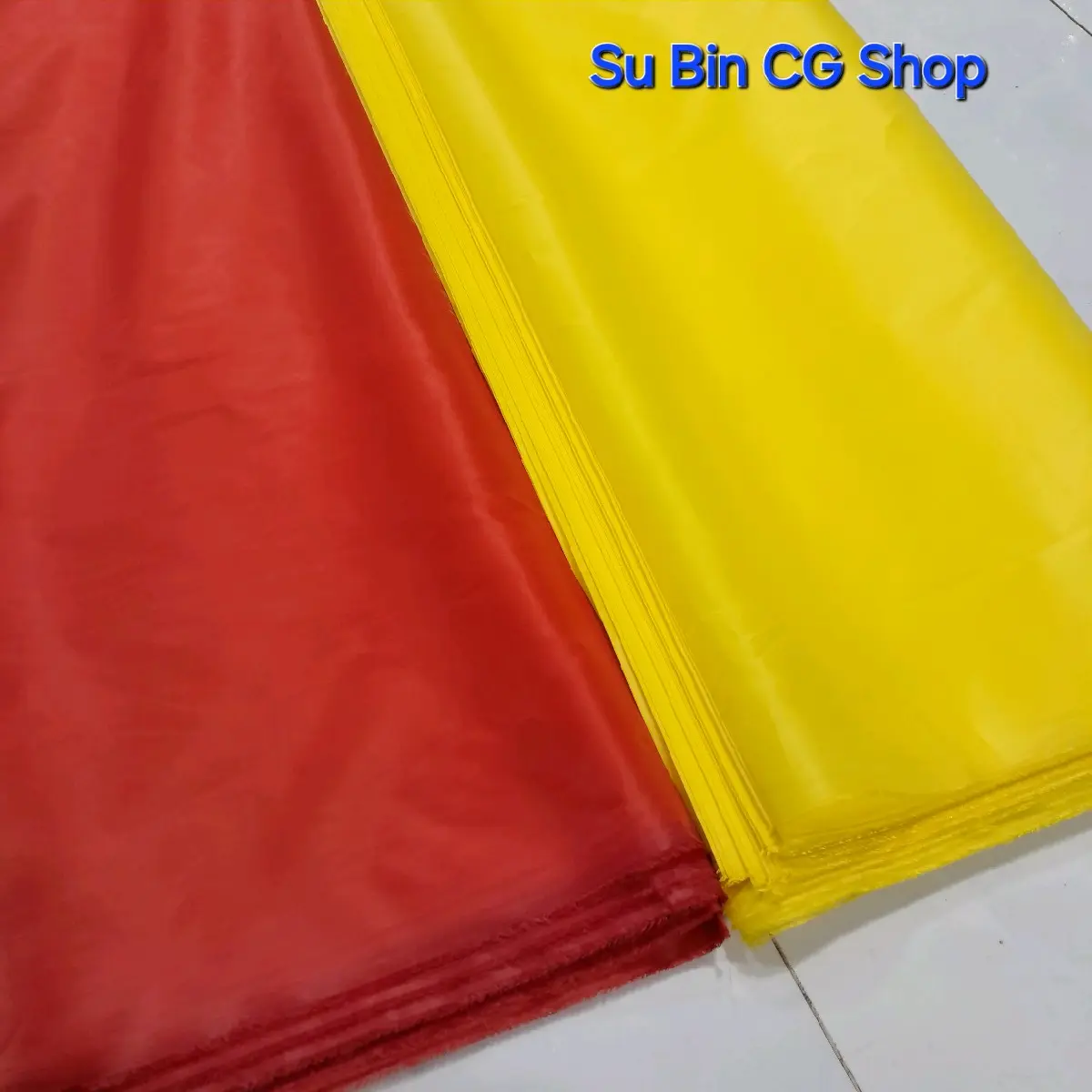 Vải dù bóng, vải may cờ đỏ, vải may diều màu đỏ và màu vàng, màu xanh dương