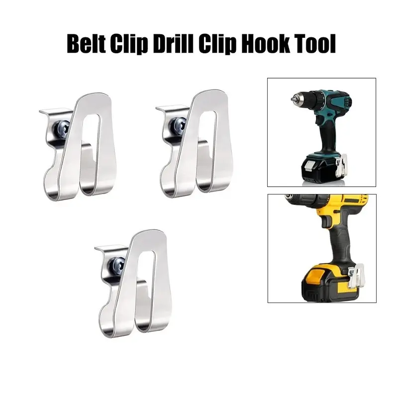 Móc Kẹp Thắt Lưng Khoan, 3 Cái, Cho Dụng Cụ Tối Đa 18V, Có Đinh Tán Mũ 8Mm, Bao Gồm Vít 0