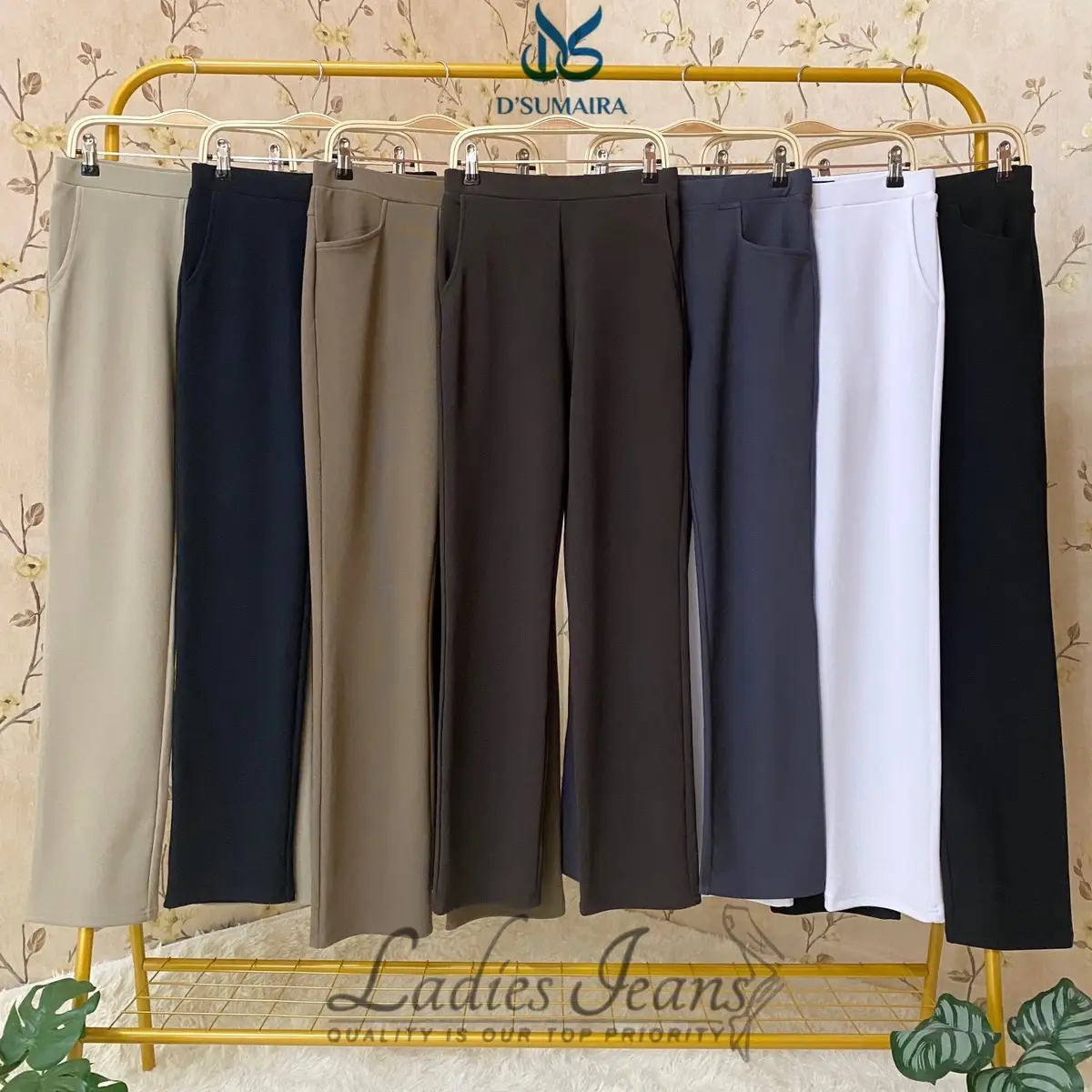 STRAIGHTCUT Soft Denim Slack Straightcut Perempuan Muslimah Plus Size Pants
