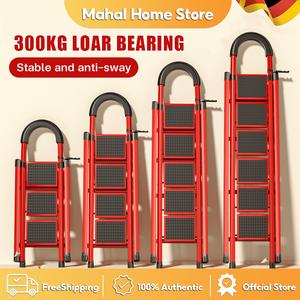 Ladder home aluminum alloy folding step ladder 3/4/5/6 steps multi-function home ladder handrail ladder portable furniture non-slip lightweight folding ladder home kitchen