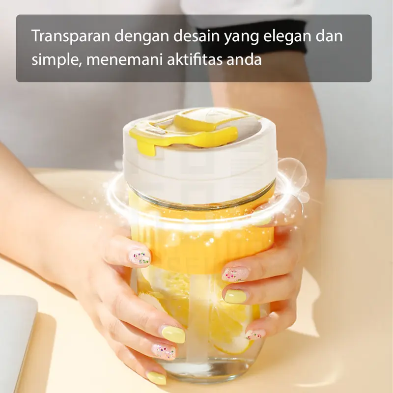 HUGO Tumbler Kaca 350 ml dan 500 ml Gelas Botol Minum Kaca Bening Aesthetic Coffee Cup Anti Tumpah 5
