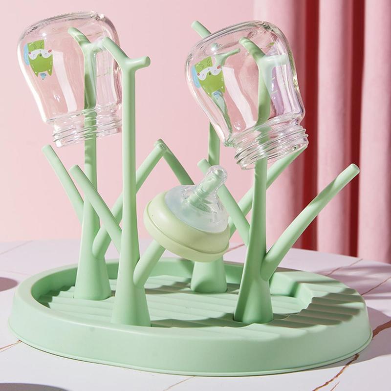 Baby Bottle Dryer Tree Bottle Dryer Rack with Tree Shape Design Stable Baby Bottle Holder with Non-Slip Base and Storage for Travel 3