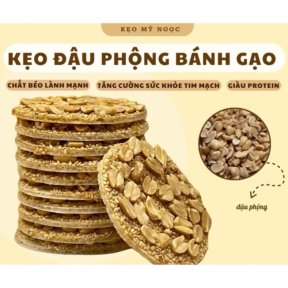 Kẹo Đậu Phộng Bánh Tráng Gạo Tròn Nhỏ Ăn Vặt