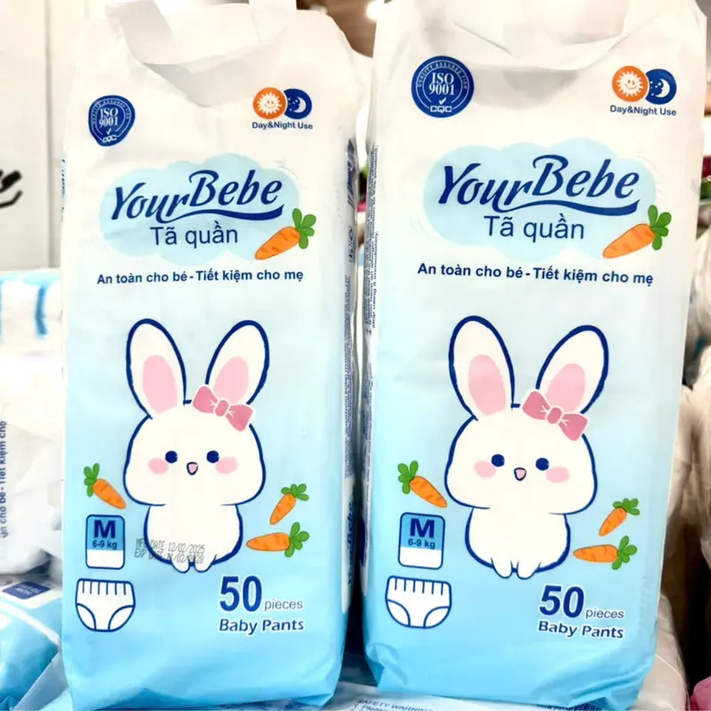 Combo 100 miếng Bỉm Quần YourBeBe đủ size từ M đến 3XL bỉm mỏng 2mm thấm hút 500-800ml 6
