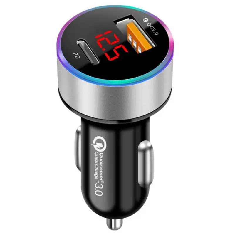Bộ sạc ô tô USB kép, chất lượng cao, 3A, 2 cổng, với Màn hình LCD, đồng hồ đo điện áp, 12-24V, Ổ cắm bật lửa, bộ chuyển đổi bộ sạc ô tô 4