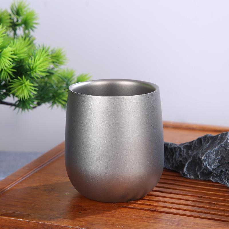 Product Introduction of New Titanium Bottle Double Layer Egg Shell Cup Big Belly Egg Cup Household Heat Insulation Light Luxury Beer Steins U-Cup Bra Pure Titanium Water Cup Tumbler Mug Reusable 11