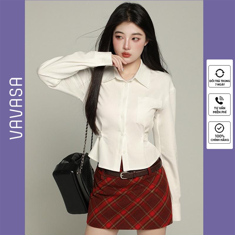 Áo sơ mi trắng dài tay nữ chất vải không nhăn VAVASA SM143