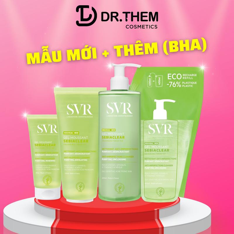 Sữa Rửa Mặt SVR Cho Da Dầu Mụn - SVR Sebiaclear Gel Moussant 55ml-200ml-400ml Loại Bỏ Tế Bào Da Chết SRM - Dr Thêm 1
