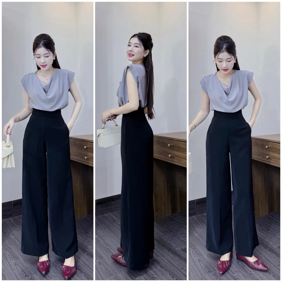 Quần xuông dây kéo sau lưng sang chảnh chất xịn