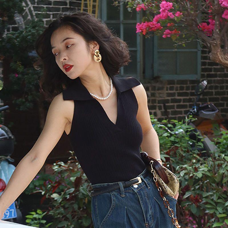 Áo Vest Không Tay Áo Phông Trễ Vai Cấp Thời Trang, Dành Cho Nữ, Áo Polo Mỏng, Áo Nữ Ngắn, Phong Cách Cô Gái Nóng Bỏng, Tuyệt Vời Để Mặc Ngoài Trời Top Women 3