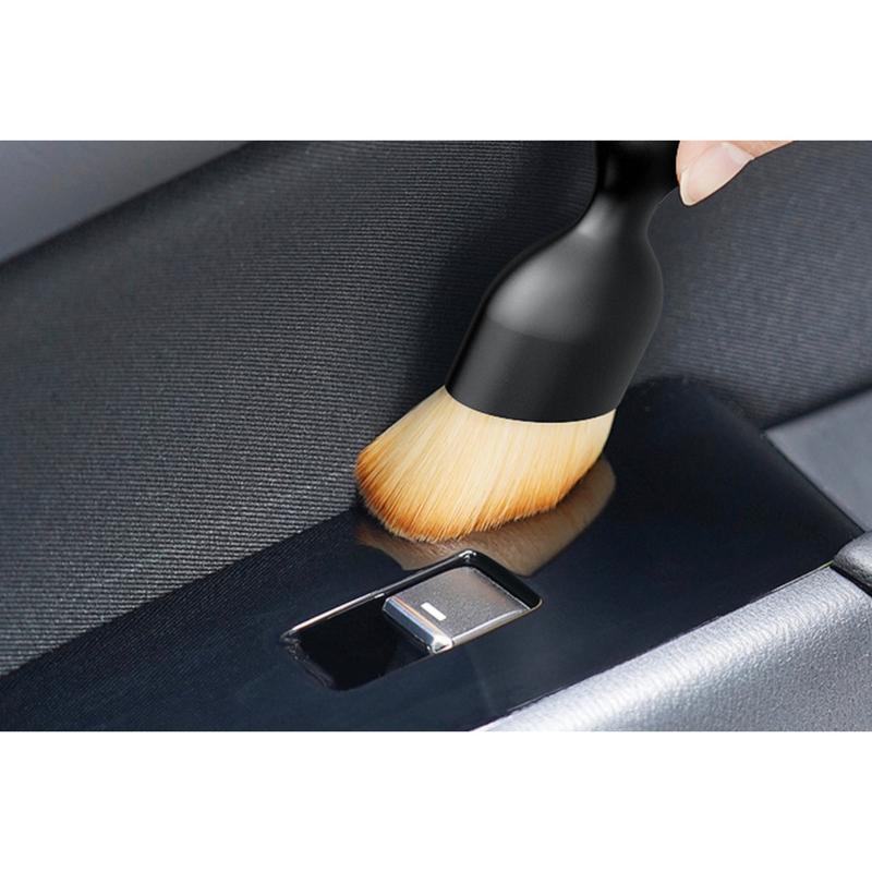 Chổi quét mini đầu cong sợi lông mềm dùng vệ sinh bụi bẩn nội thất ô tô, bảng điều khiển, cửa thoát khí, có nắp bảo vệ 6