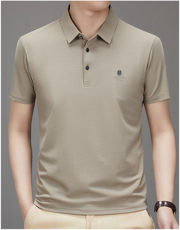 Product Introduction of Men's Polo Shirt, New Collection, Wrinkle-Free Ice Silk Material, Summer Business Collar, High Elastic, Breathable, Premium Ice Feel T-Shirt 15