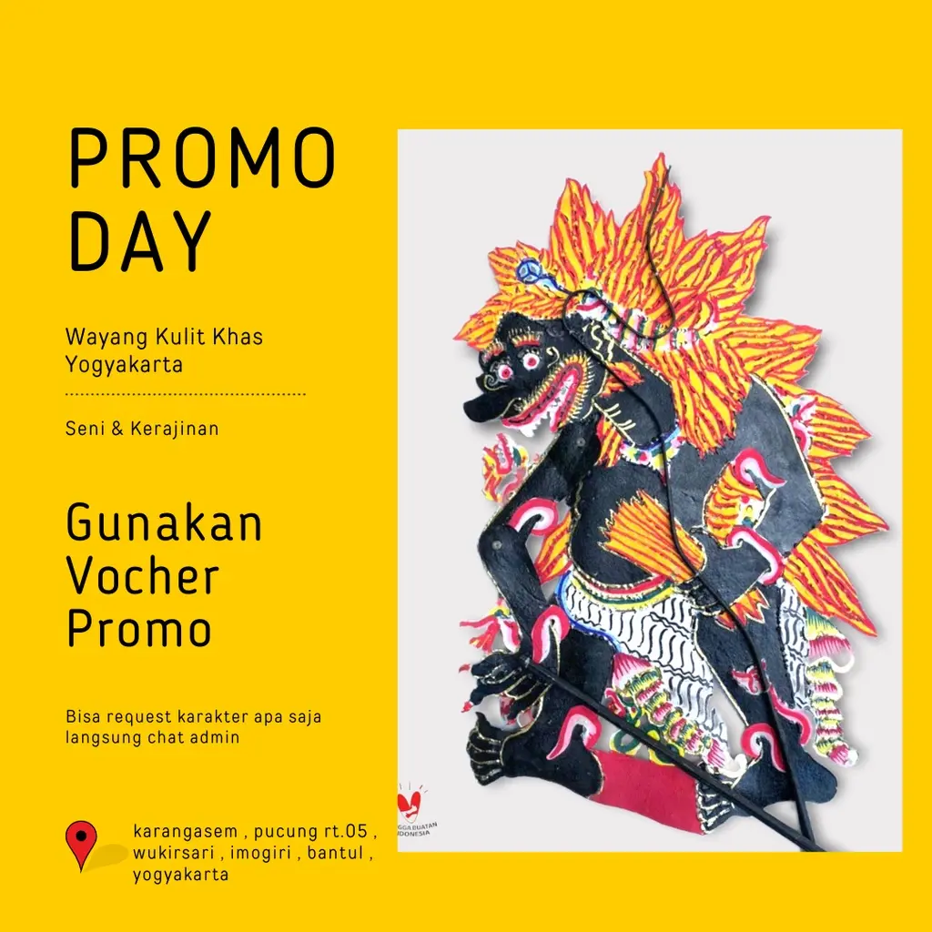 Wayang Kulit Sapi ASLI Brahala/Braholo/Triwikromo Ukuran Kidangan