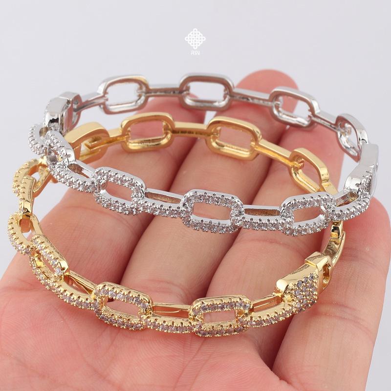 Vòng tay titan đính đá Lắc tay titan đính full đá không phai màu không rỉ sét màu vàng hoặc trắng trangsucmoiluatuoi.RIN