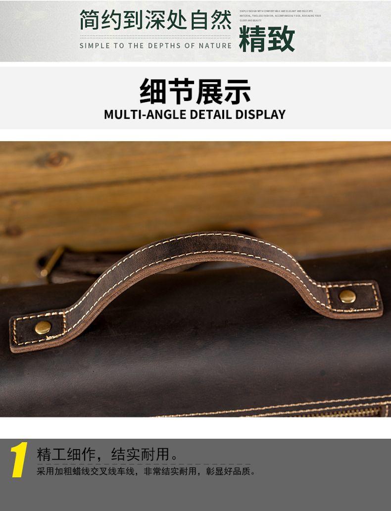 Product Introduction of Túi Xách Da, Da Thật, Da Bò Lớp Một Cho Nam, Phong Cách Cổ Điển, Túi Nữ, Da Ngựa Điên, túi Messenger, Túi Messenger Đeo Vai, Thích Hợp Đi Lại 21