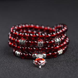 Gelang Garnet, Muri, Merah Wain dan Berbilang Bulatan, dengan Gigi Ungu dan Hitam, Barang Kemas Kristal Pasangan, Gelang Semanggi Empat Daun, Ketibaan Baru Musim Panas