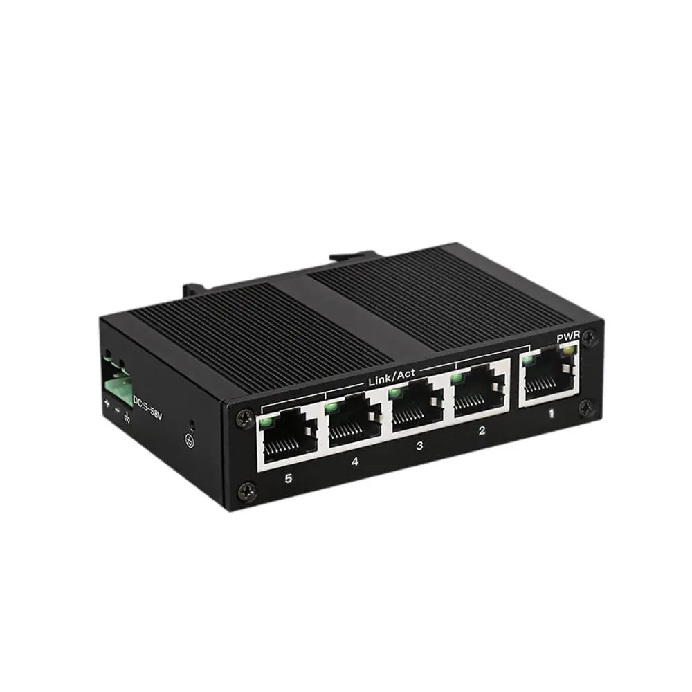 Industrial Ethernet Switch 10/100Mbps High Performance 5 Port Compact Ethernet Splitter Unmanaged Network Switch Ethernet Hub