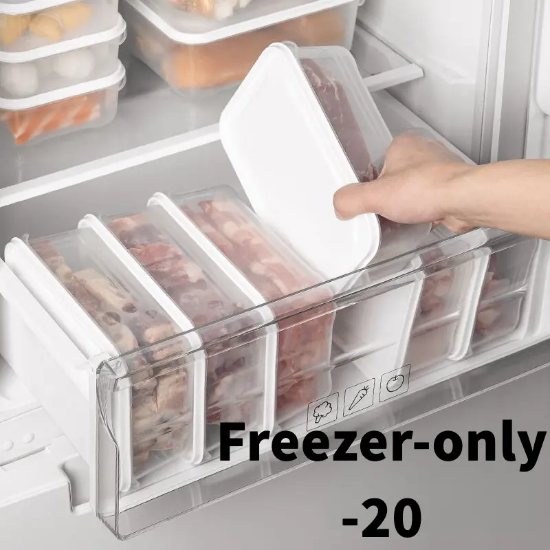 Food Storage Box Vegetable Preservation Frozen Layer Frozen Meat Refrigerator Food Storage Fruit Grid Storage Box Microwaveable Containers Kitchen Utensils