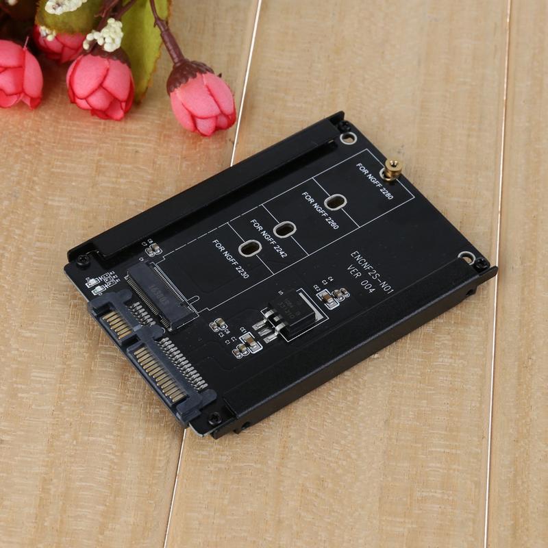 Black Case B+M Socket 2 M.2 NGFF (SATA) SSD to 2.5 SATA Adapter for 2230/2242/2260/2280mm M2 SSD 4