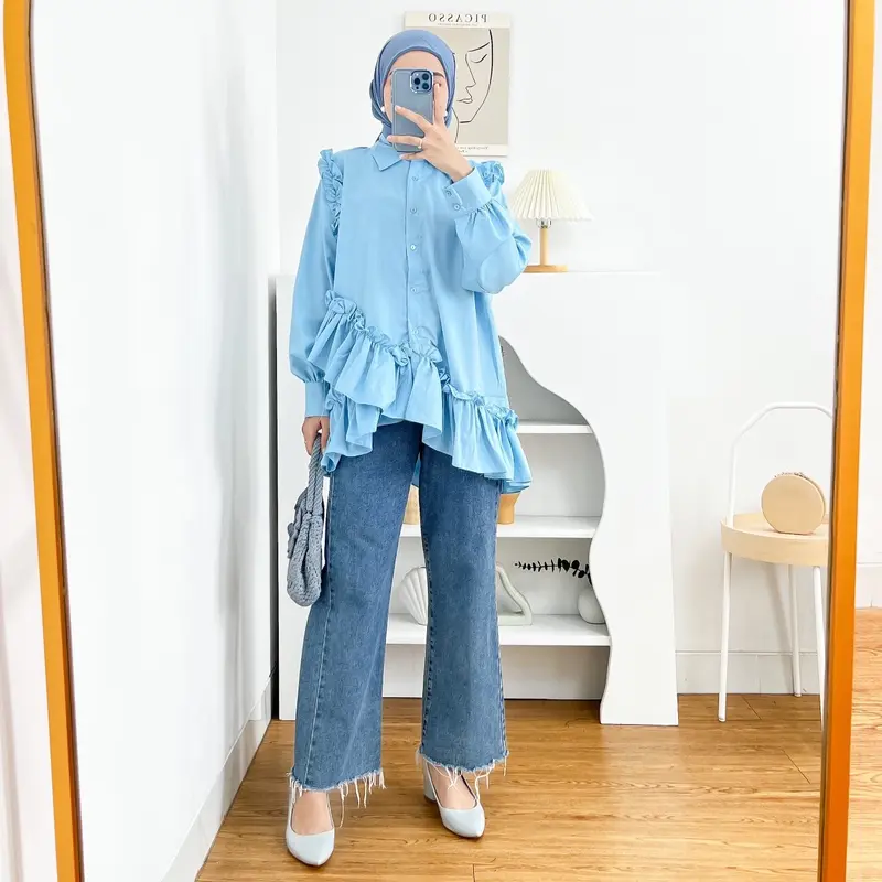 ELEA TOP | ATASAN WANITA | ATASAN KEKINIAN | ATASAN KOREAN STYLE | TUNIK WANITA | TUNIK PUTIH | ATASAN PUTIH 4