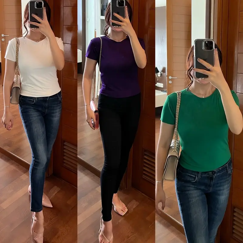 Top double layer atasan jersey premium tebal baju atasan wanita Nyaman Kaos 0