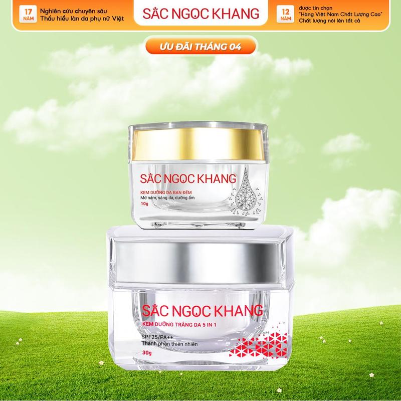 Combo Kem Hỗ Trợ Dưỡng Sáng Da Sắc Ngọc Khang [30G x 10G]  - Kem Ngày Đêm Dưỡng Ẩm Hỗ Trợ Nếp Nhăn, Nám Sạm, Tàn Nhang