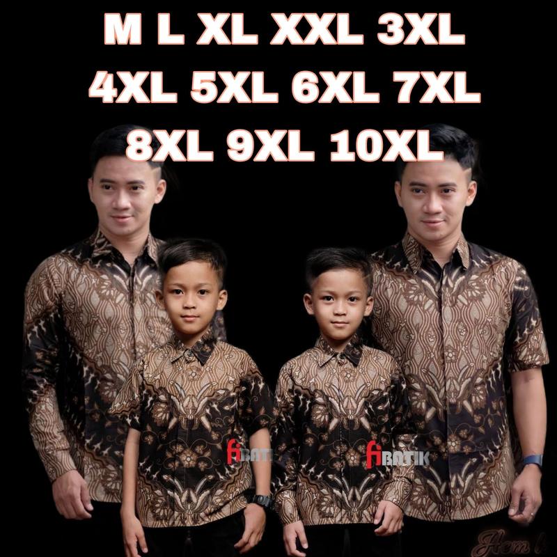 KEMEJA BATIK COUPLE AYAH DAN ANAK LAKI-LAKI MODERN TERBARU MOTIF KERIS COKLAT-SIZE STANDAR M- L- XL- XXL JUMBO XXXL- 4XL -5XL- 6XL- 7XL -8XL -9XL- 10XL-COD 0