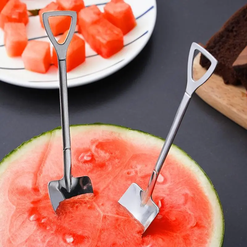 [HÀNG CÓ SẴN] Muỗng Hình Xẻng Múc Hoa Quả Dưa Hấu Bánh Kem Bằng Thép Không Gỉ