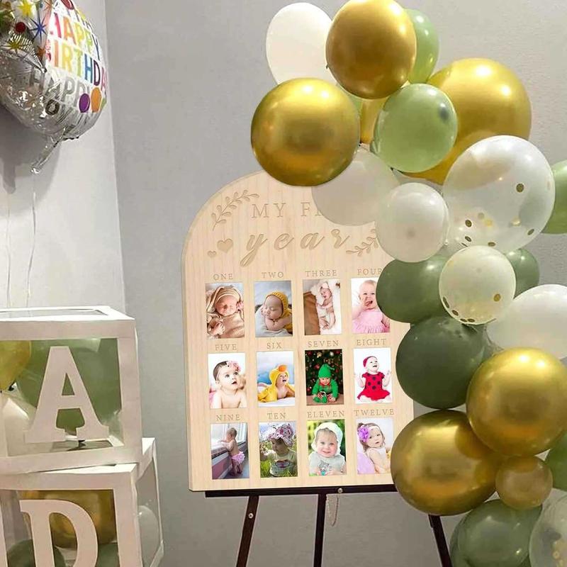 Product Introduction of Popular Newborn First Year Milestone Photo Frame Baby Commemorative Album Month Monument Wooden Pendant Decor 5