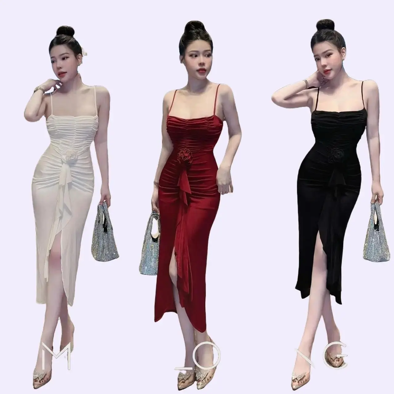 ĐẦM 2 DÂY NHÚN BÈO, CÓ MUST NGỰC (40kg-55kg), chất thun ladong [GL700013] Nữ Women Dress Voi