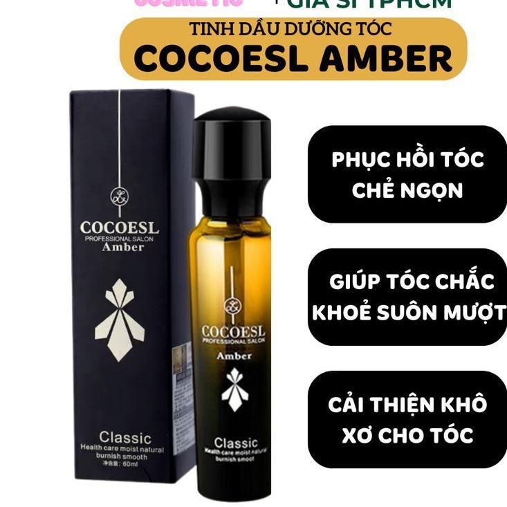Tinh dầu dưỡng tóc cao cấp COCOESL Amber 60ml - Phục hồi tóc hư tổn và chẻ ngọn 100% tinh dầu Macadamia