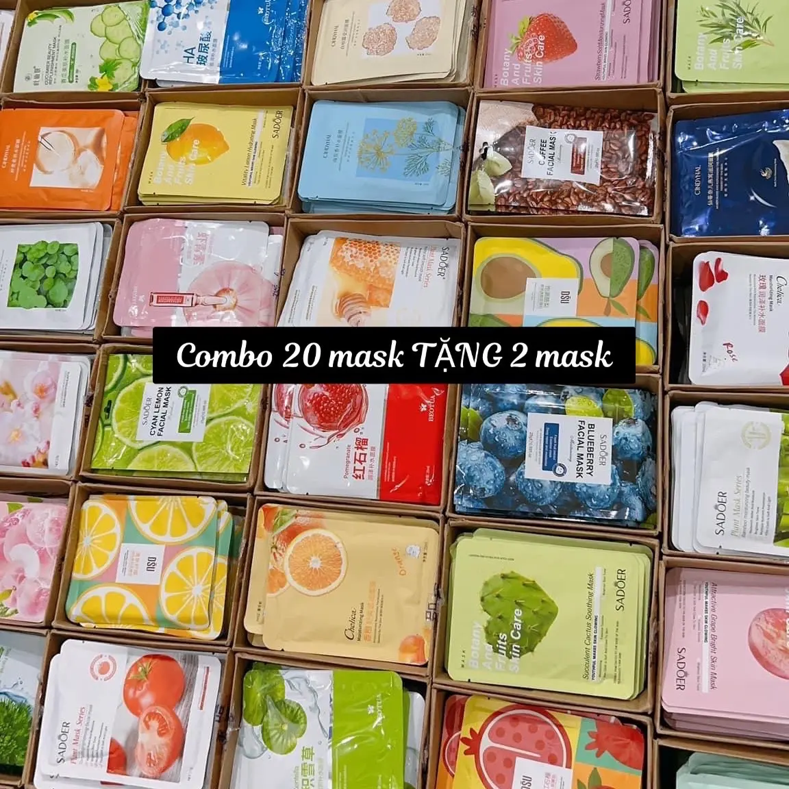 Combo 20 mask - TẶNG 2 mask [Mix 20 mẫu] Làm Đẹp Da Skincare cấp ẩm làm đều màu da