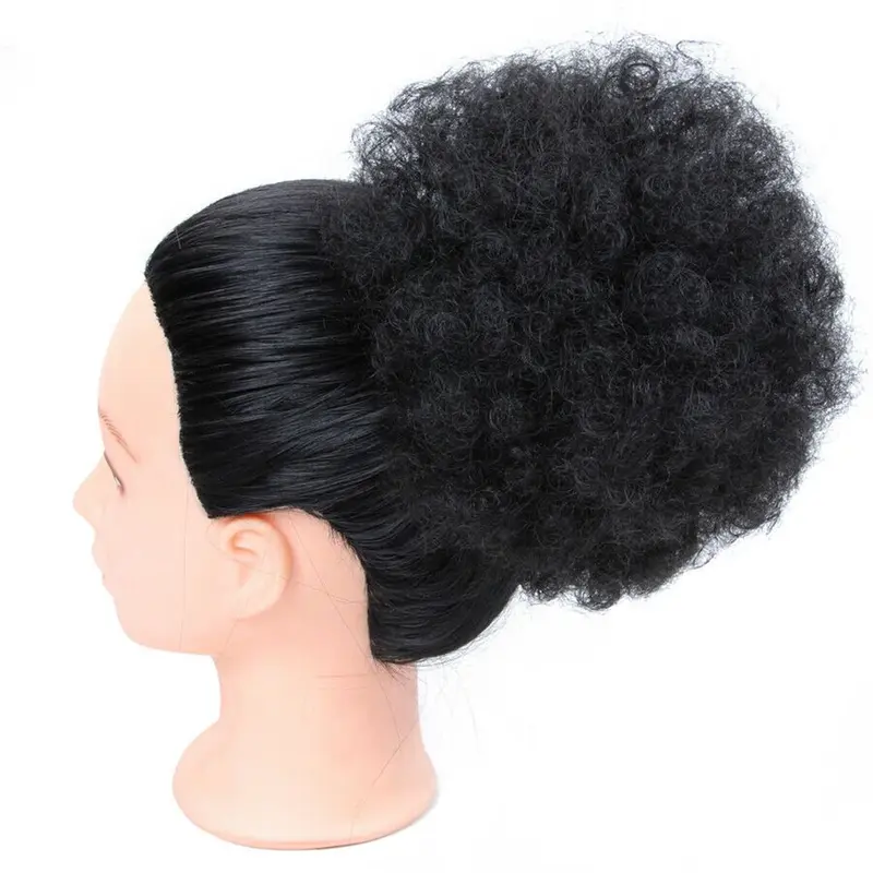 Kẹp Trong Tóc Nối Afro Bun, Chất Lượng Cao, Tóc Tổng Hợp, Tóc Đuôi Ngựa Dây Rút 2