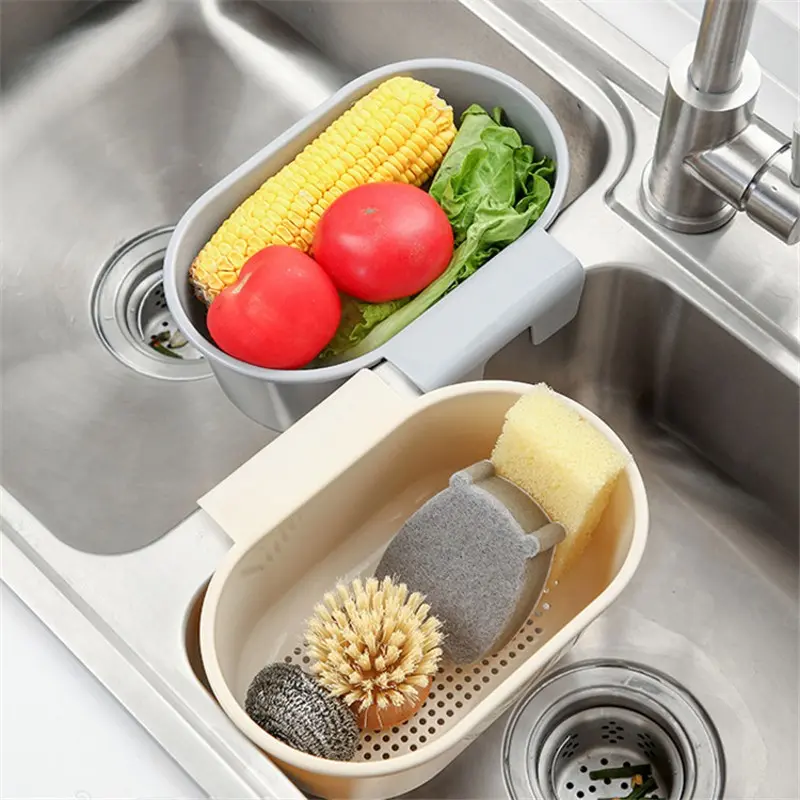 Hangable Drain Basket Sink Storage Kitchen Gadgets Multifunctional Storage Sink Drain Baskets Store Kitchen Gadget