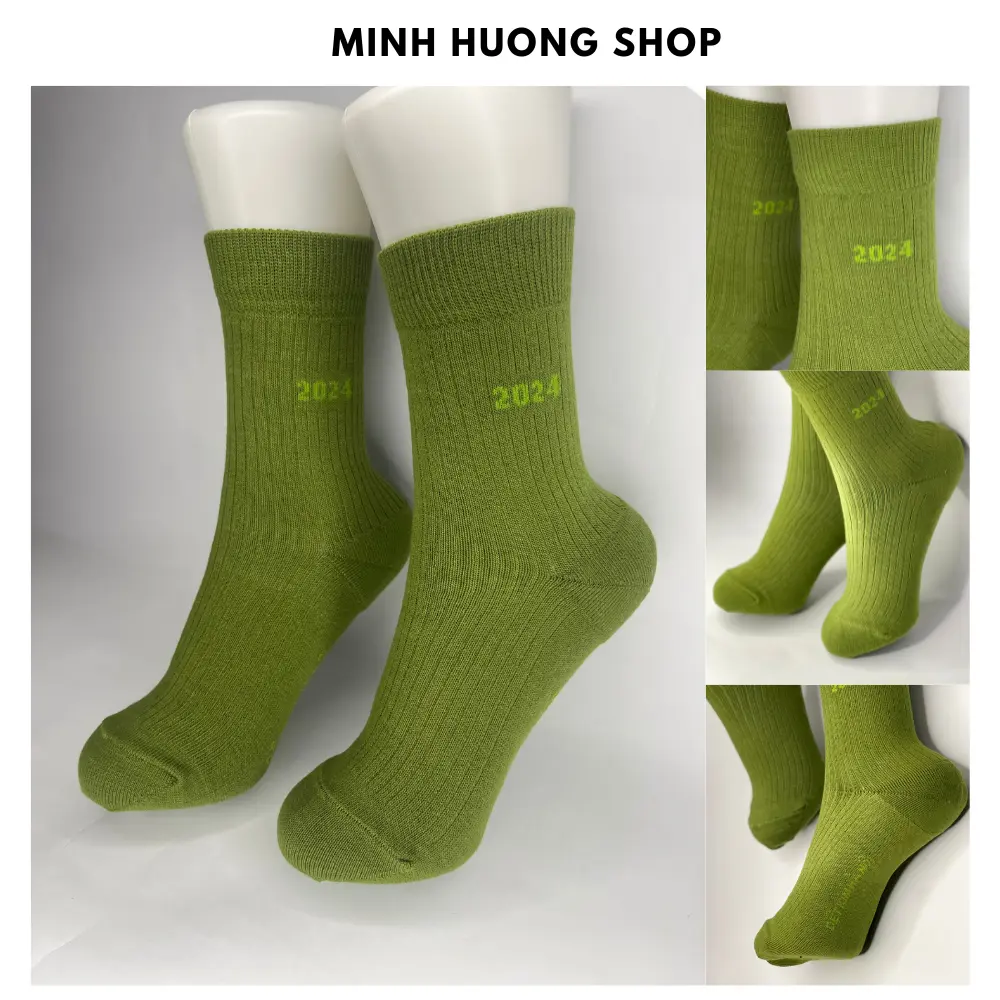 Tất Dệt Kim Nam Nữ Màu Xanh Lá 2024 Phong Cách Thời Trang Lịch Lãm Menswear