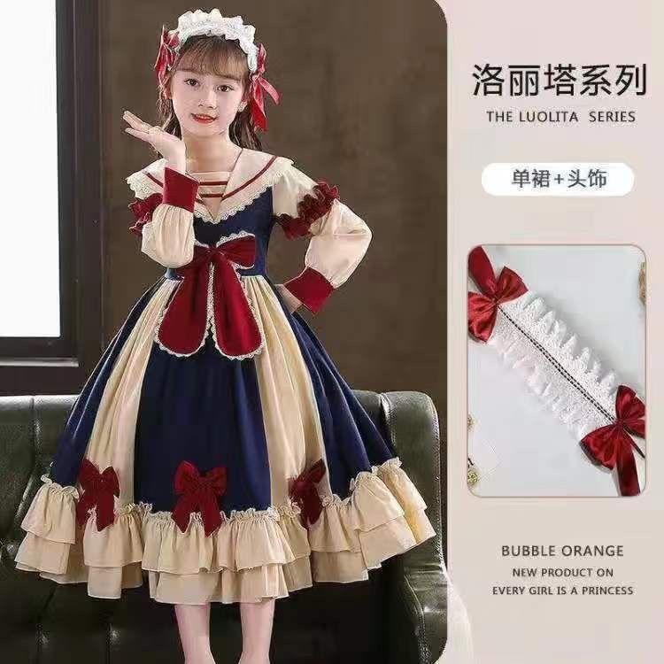 Váy Công Chúa Lolita, Cho Bé Gái, Hàng Mới Về 2024, Váy Dài Tay, Quần Áo Mùa Thu Cho Trẻ Em, Phong Cách Preppy, Váy Thời Trang 3