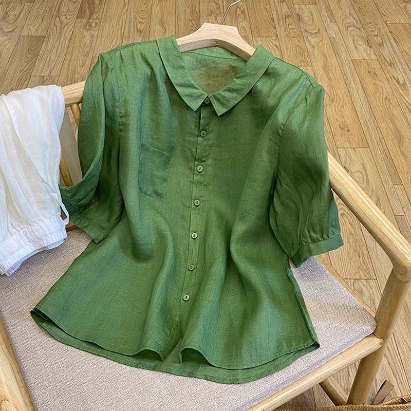 Product Introduction of Foreign Trade Export Brand Tail Single Cotton Short-Sleeved Shirt Women's Summer Loose-Fitting Lightweight Thin Casual plus Size Baby Shirt Top 7