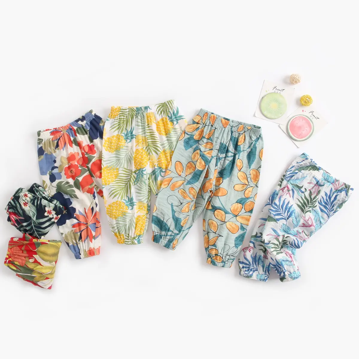 Sanlutoz Cotton Holiday Toddler Baby Trousers Summer Little Girls Flower Long Pants Casual Beach