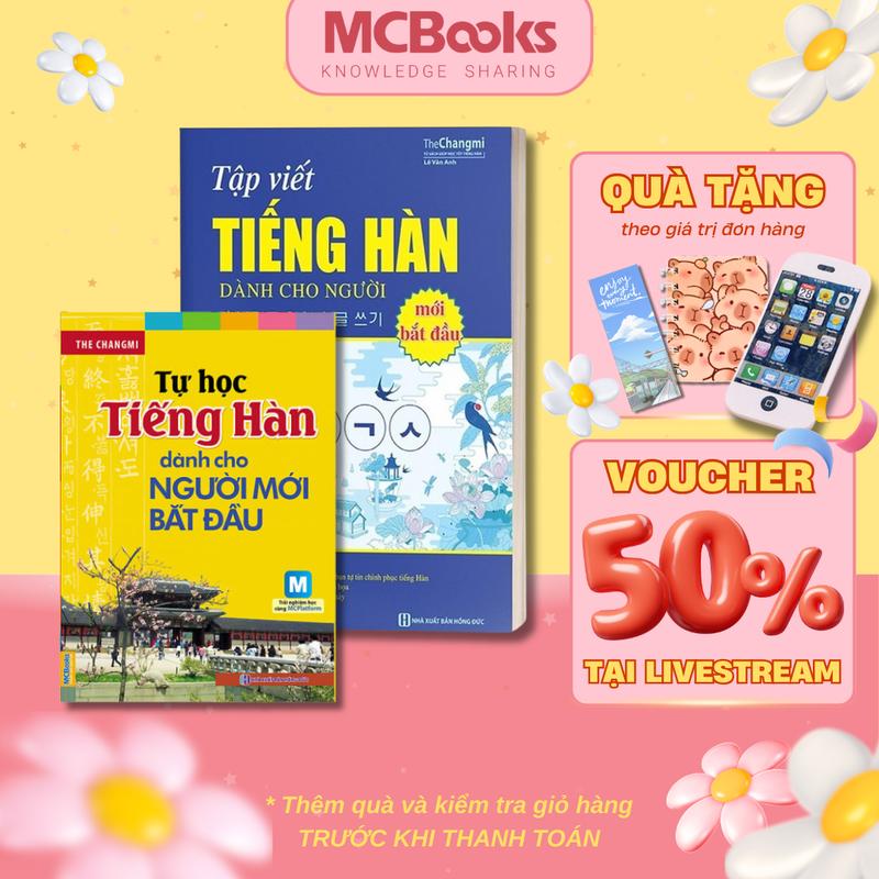 Sách - Combo Tự Học Tiếng Hàn Dành Cho Người Mới Bắt Đầu + Tập Viết Tiếng Hàn Dành Cho Người Mới Bắt Đầu Mcbooks