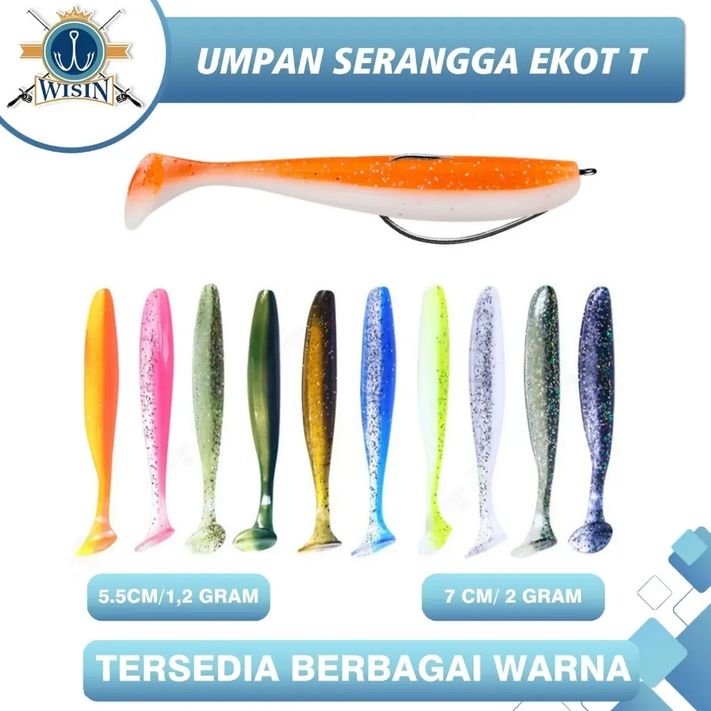 WISIN SOFT LURE 5.5cm/1.2g-7cm/2g + WORM HOOK #1 Umpan Pancing Casting Gabus Toman