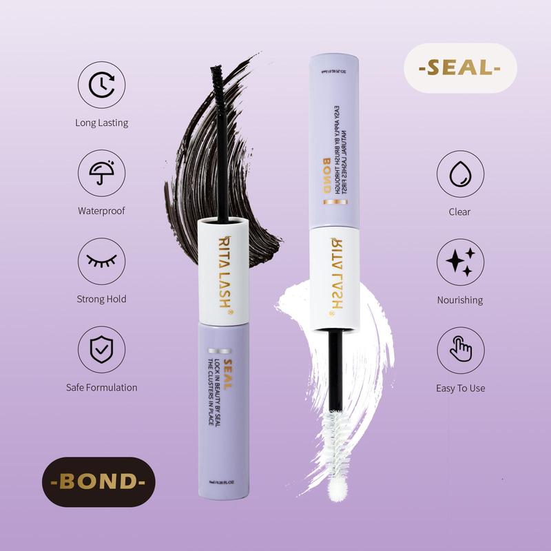 Bond and Seal Glue Eyelashes Makeup Extensions, Long Lasting Waterproof Cluster Lash Glue for Individual Cluster Lashes DIY Lash Extension, Cosmetic for Women, Back To School Makeup, Valentine's Day Gift 2