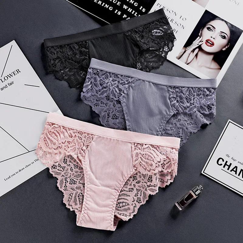 Product Introduction of Fashion Women Lace Flowers Panties Underwear Soild Color Soft Briefs Breathable Seamless Lingerie Female Low Waist Underpants 6