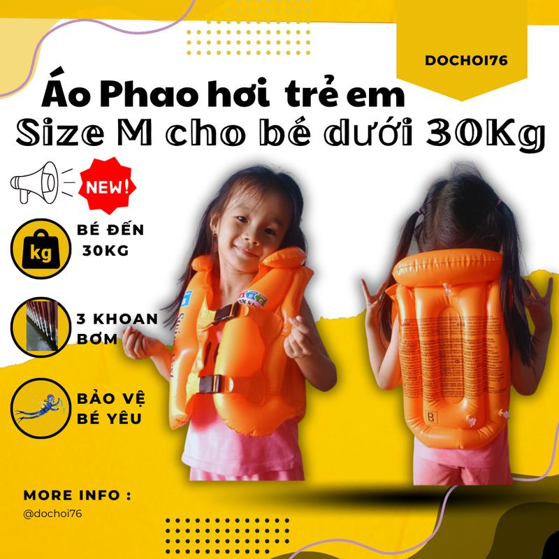 Áo phao bơi cho trẻ em tập bơi với bể bơi phao hồ bơi dành cho bé size M dưới 30kg